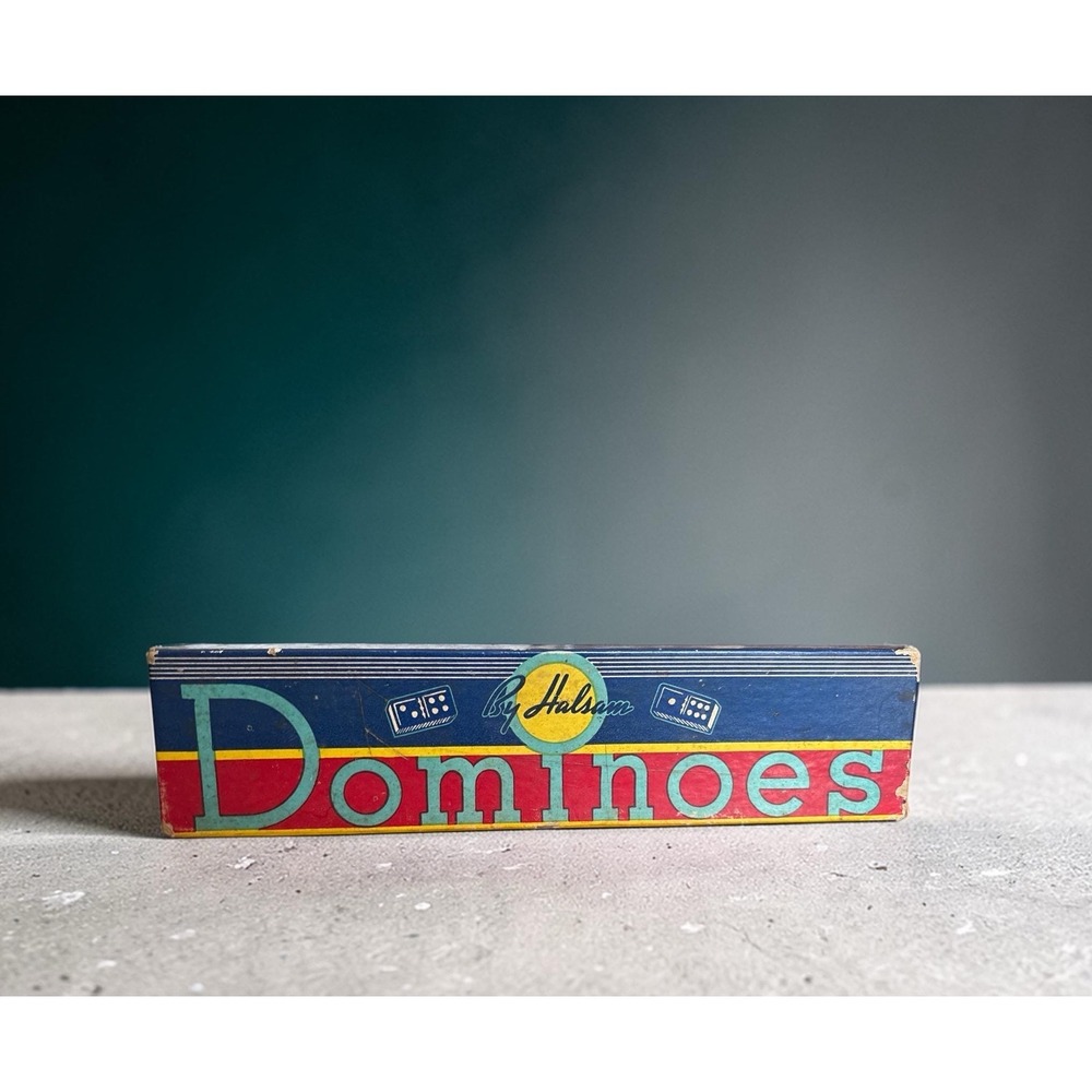 Wooden‎ Dominos by Halsam with box 25ct Vintage